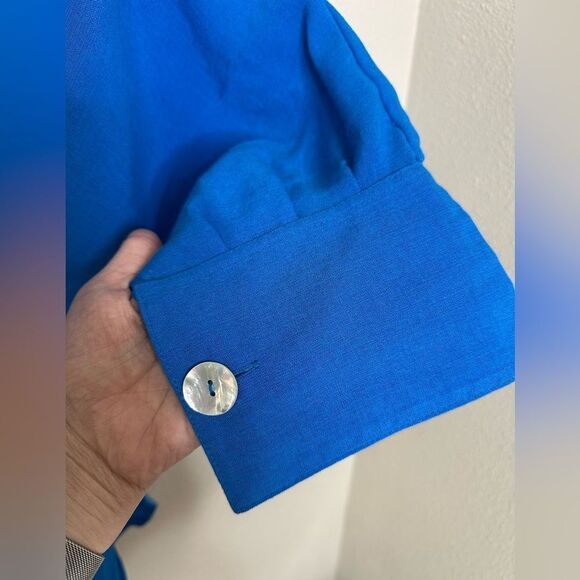 Fridaze Blue Linen Blouse Button Down Sz S - Picture 2 of 7